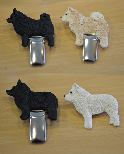 NEW schipperke ring clips hand modelled black or cream schipperke with or with our a tail.